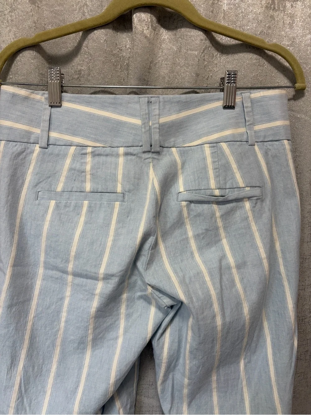 Banana Republic Linen Blend Light Blue Vertical Stripe Chinos 4